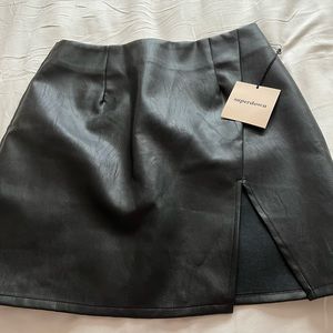 Black superdown leather skirt